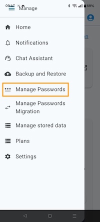 Manage Passwords Click